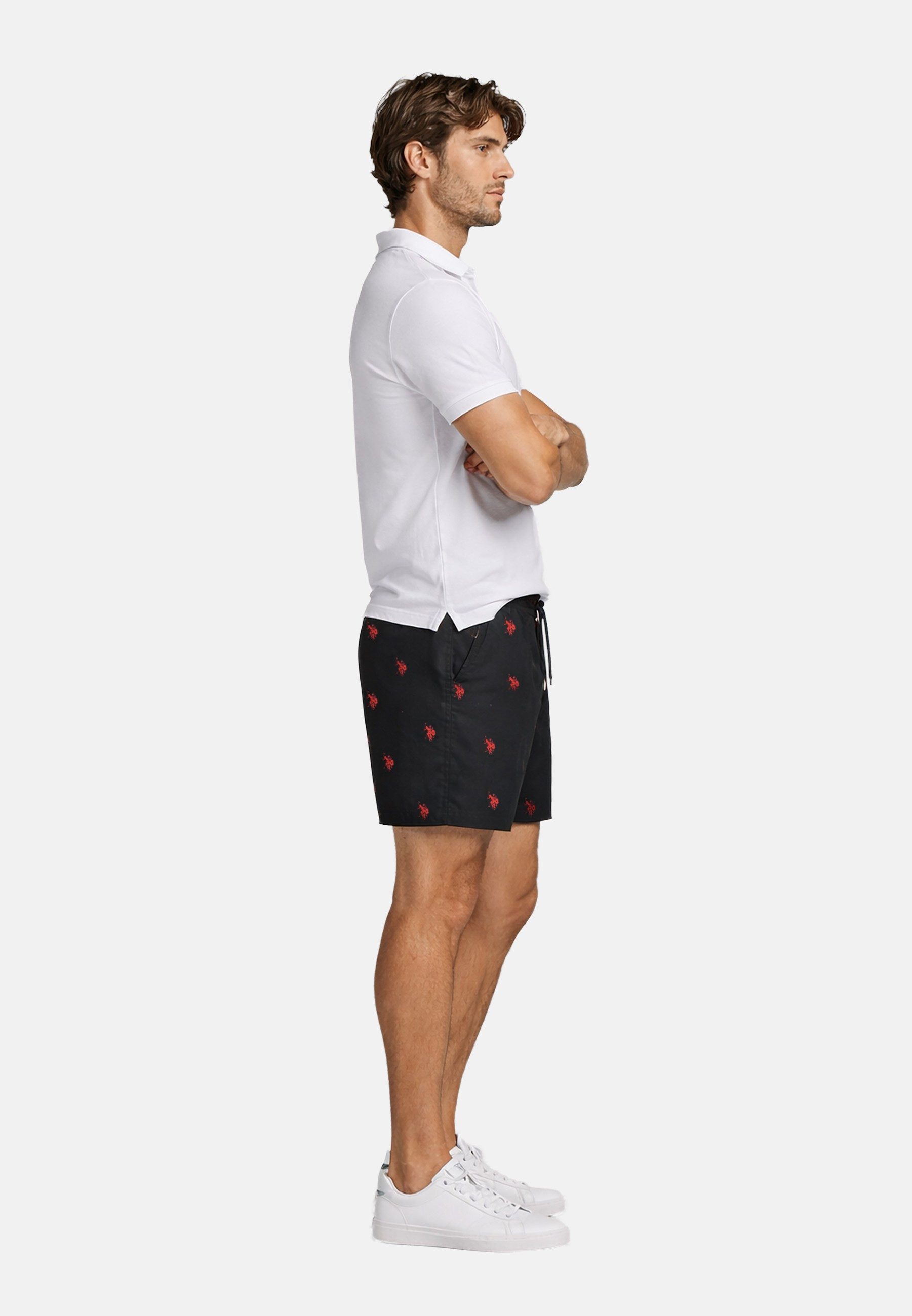 U.S. Polo Assn. Badeshorts Schwimmshorts USMilan – Herren Shorts mit Allover-Logo-Design Allover-Logo-Print, zwei Eingrifftaschen, verstellbare Bindekordel