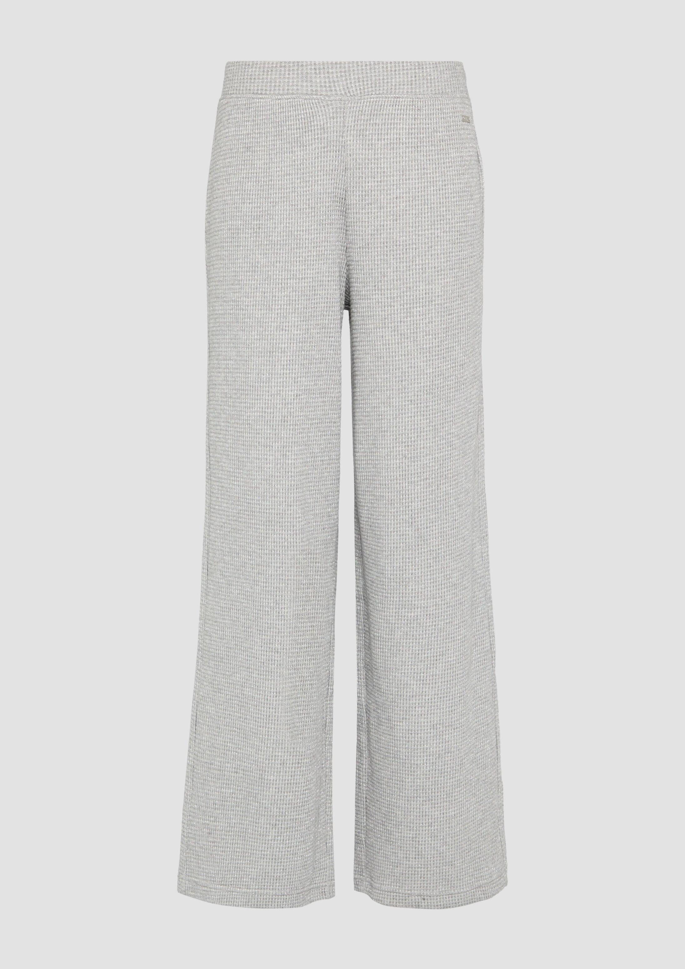 QS Chinos Hose Wide-Leg-Hose mit Piqué-Struktur und Glitzereffekt