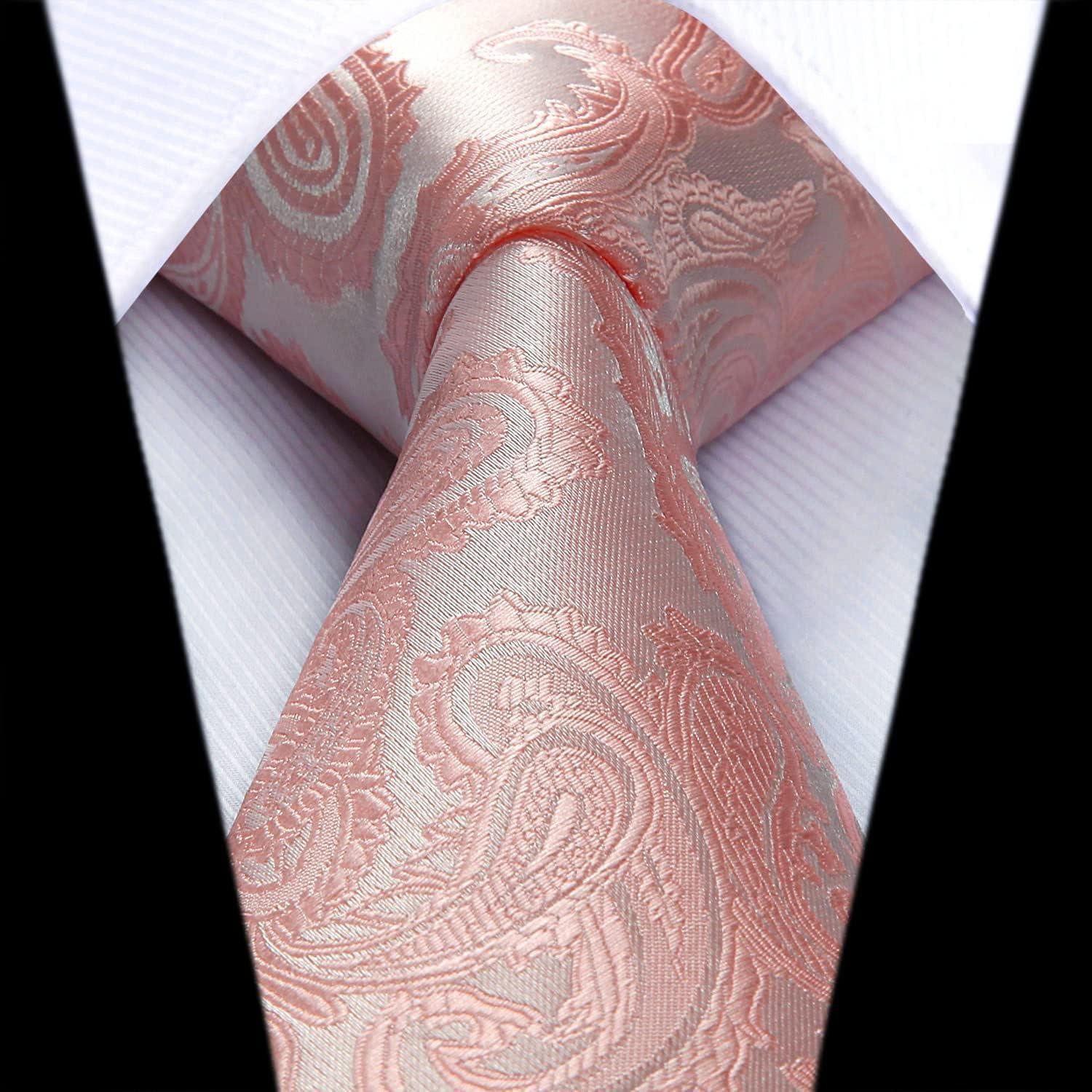 LuxusKollektion Krawatte Krawattenset Herren Hochzeit Einstecktuch Einheitsgröße B-rosa-1
