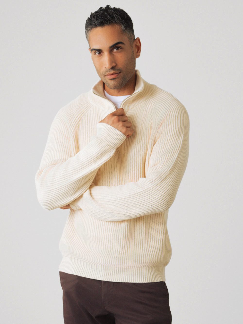 HONEST BASICS Half-Zip-Strick Männer
