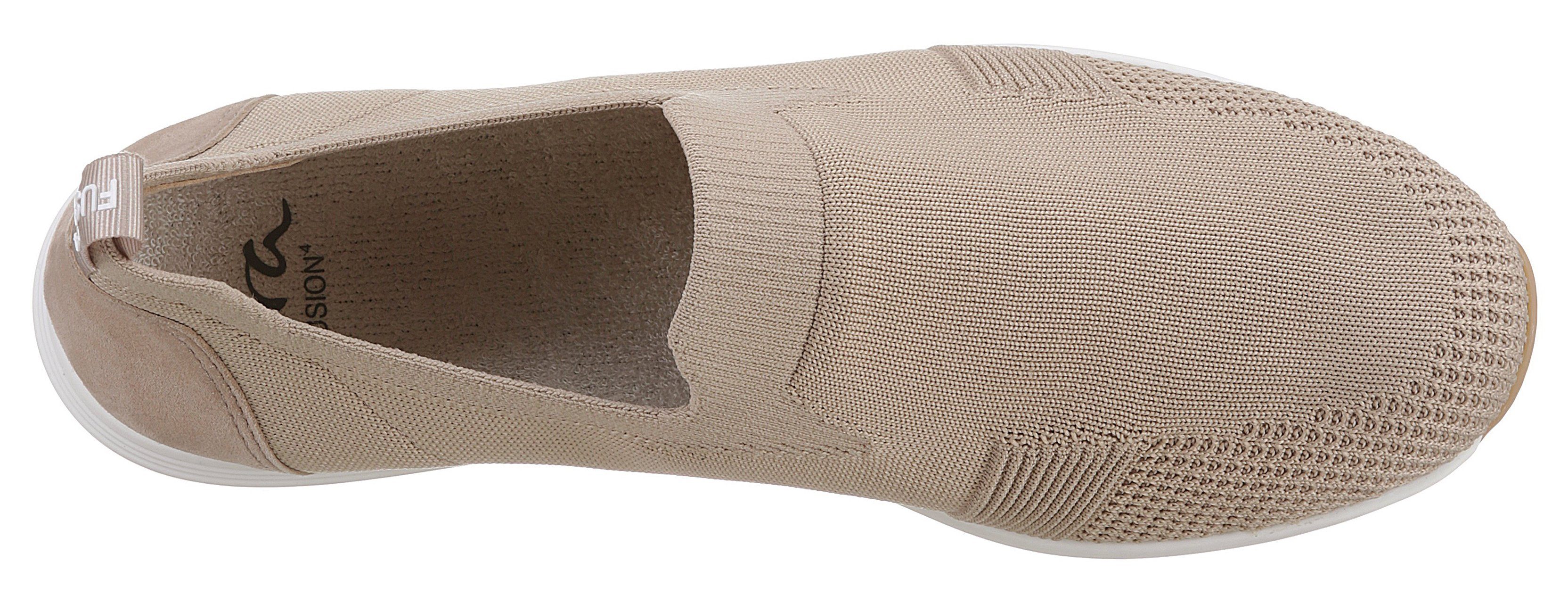 elastischem G-Weite mit Ara Sockenschaft, Slip-On sand Sneaker LISSABON