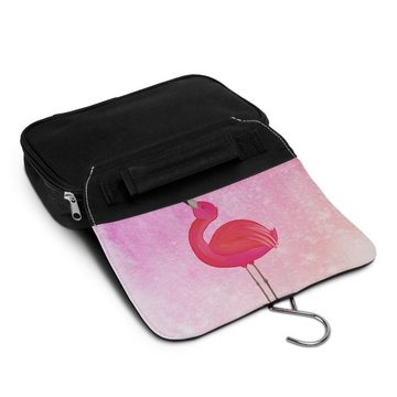 Mr. & Mrs. Panda Kulturbeutel Flamingo Stolz - Aquarell Pink - Geschenk, Schminkutensil, Kulturbeut (1-tlg), Mehrere Fächer