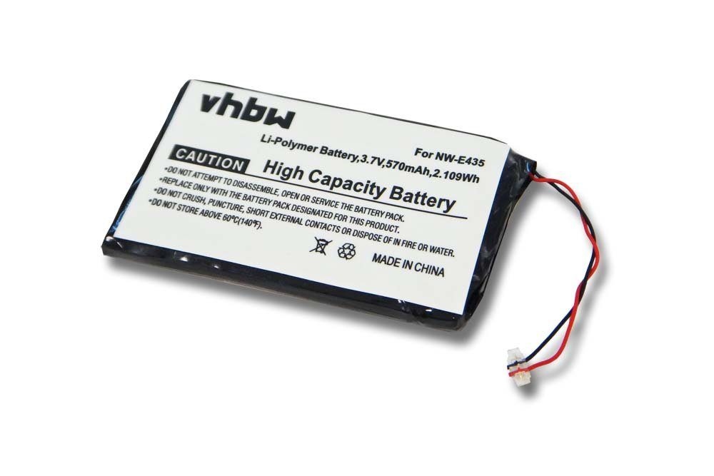 vhbw passend für Sony NWZ-E436FPNK, NWZ-E438FBLK, NWZ-E438FPNK, Akku 570 mAh