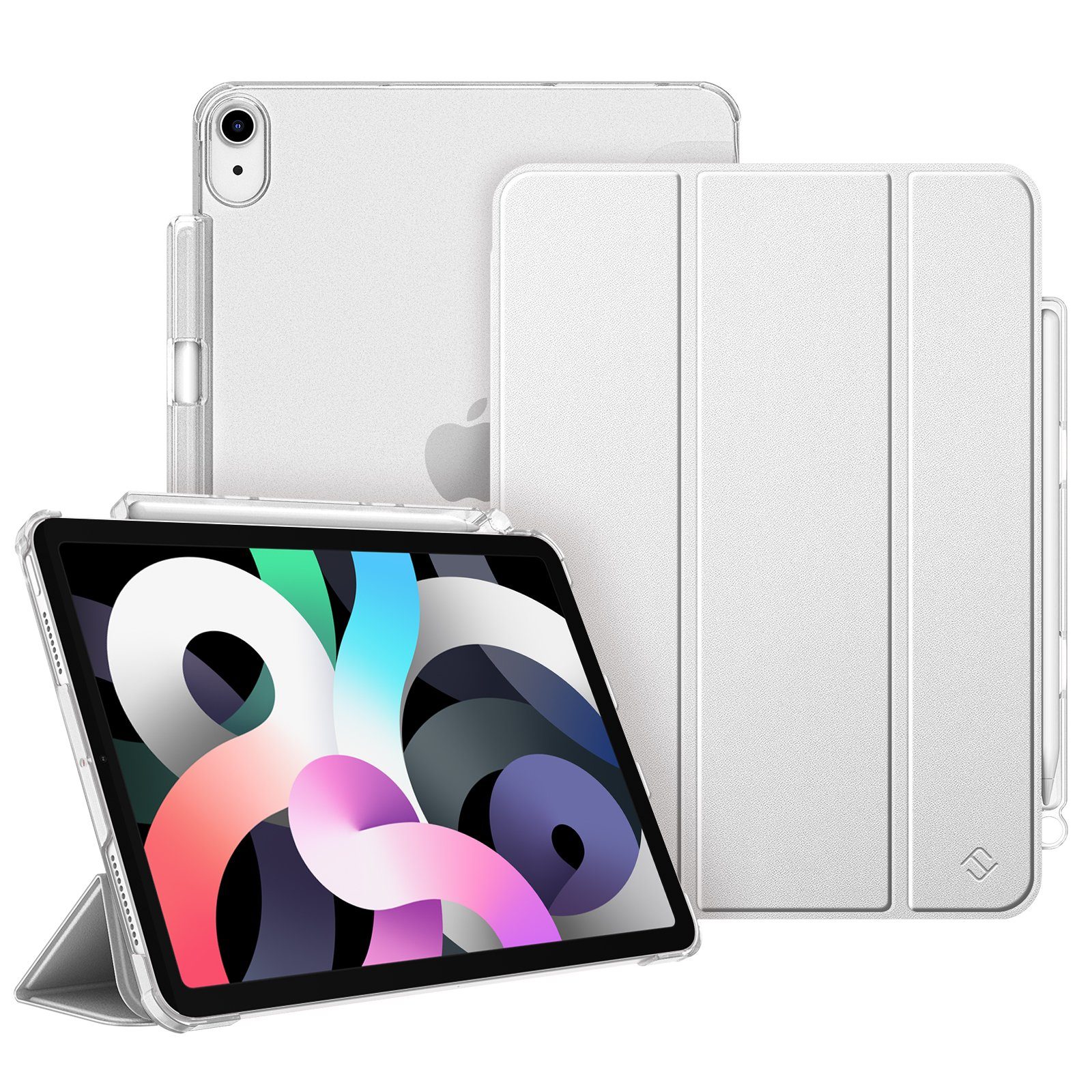 Fintie Tablet-Hülle für iPad Air 11 Zoll M2 2024, iPad Air 5.Gen 2022/Air 4.Gen 10.9 Zoll, mit Stifthalter, ultradünne leichte Hülle mit transparenter Rückseite