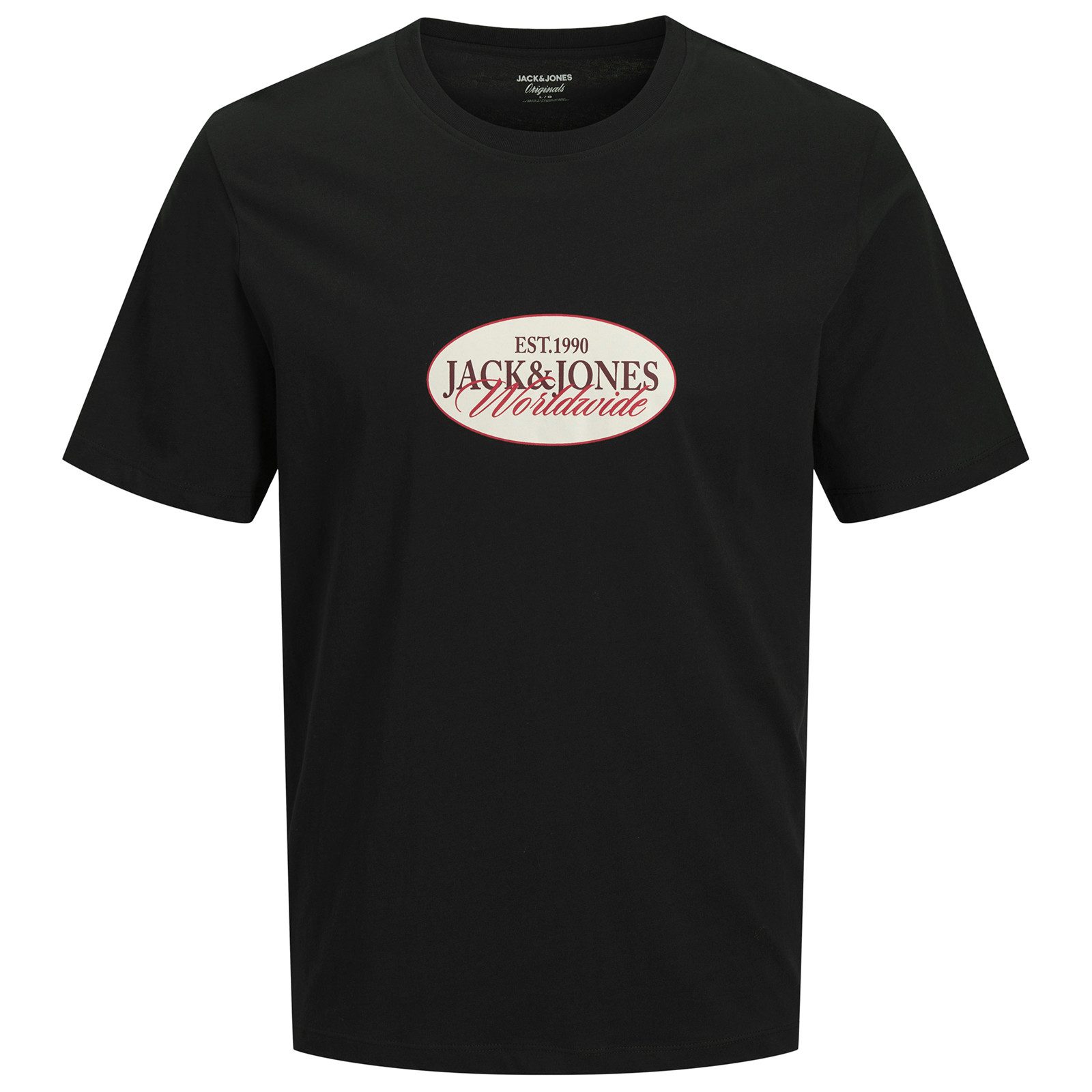 Rundhalsshirt Jack&Jones XXLT-Shirt Print JORCATSKILLS schwarz