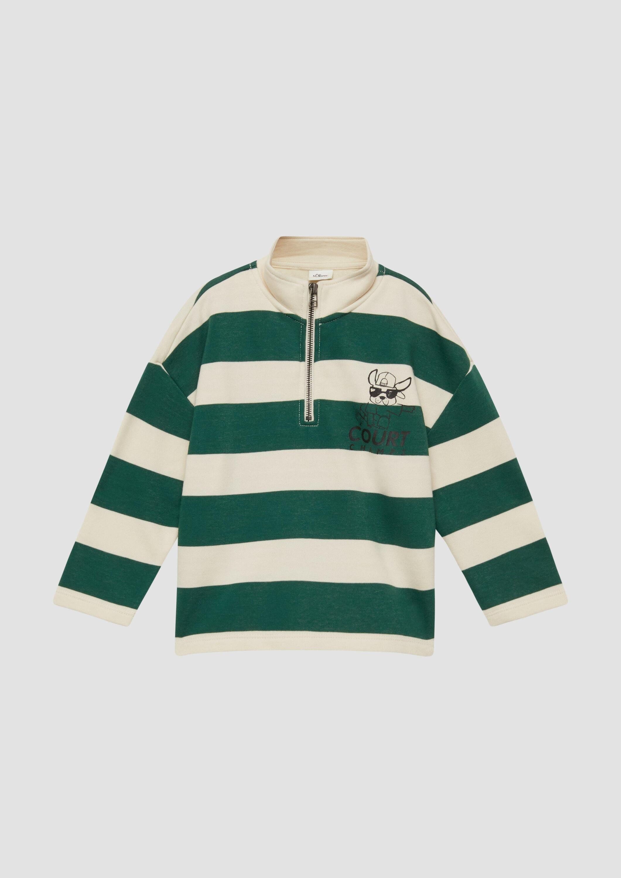 s.Oliver Sweatshirt Sweatshirt Oversize-Sweatshirt mit Print und Stehkragen