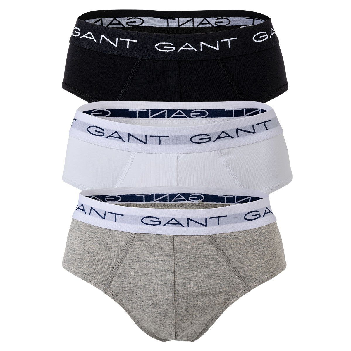 Gant Slip Herren Slips, 3er Pack - Briefs, Cotton Stretch Grau