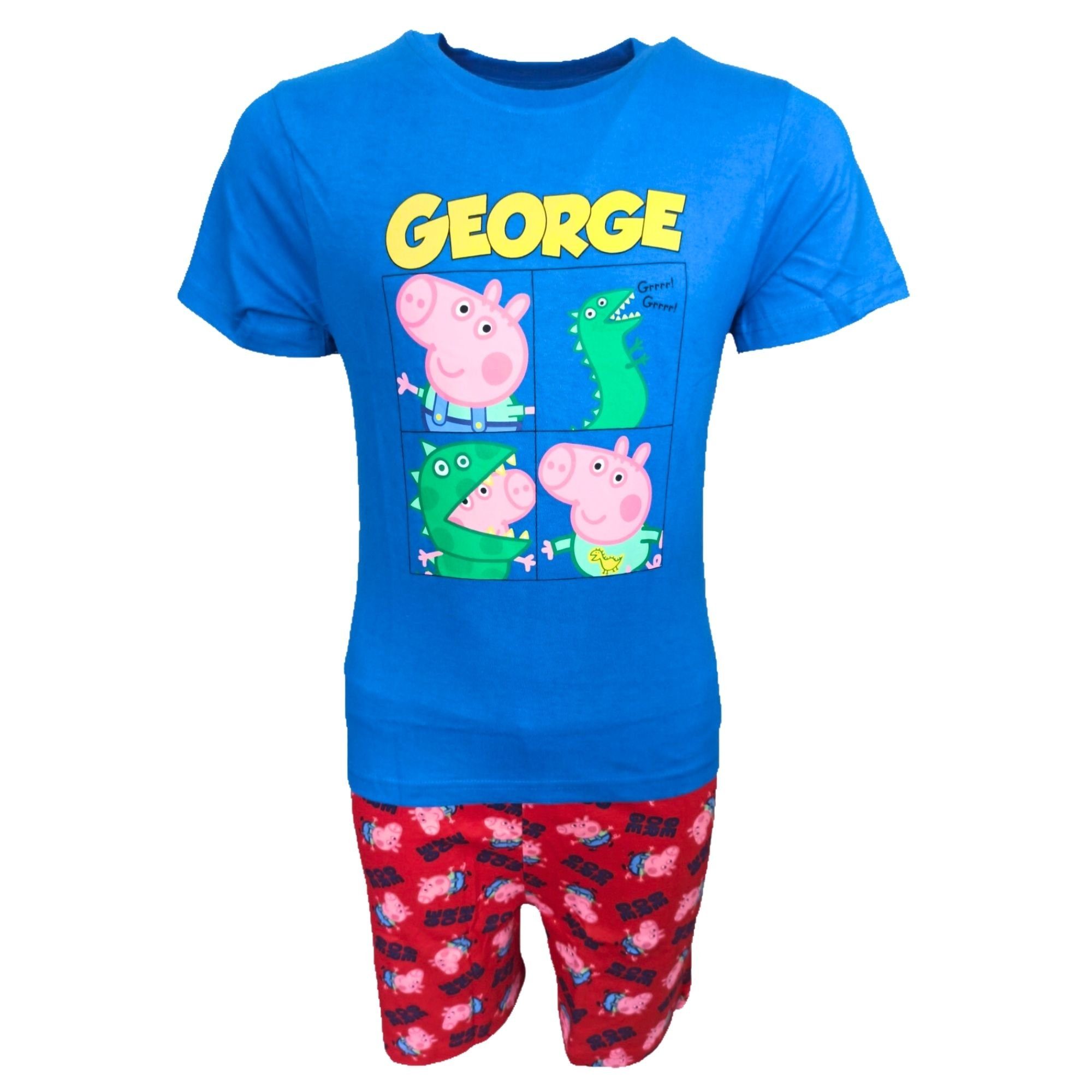 Blau-Rot Peppa George tlg) Kinder (2 Gr. 104-134 -Shortama kurz Schlafanzug Pyjama Pig cm