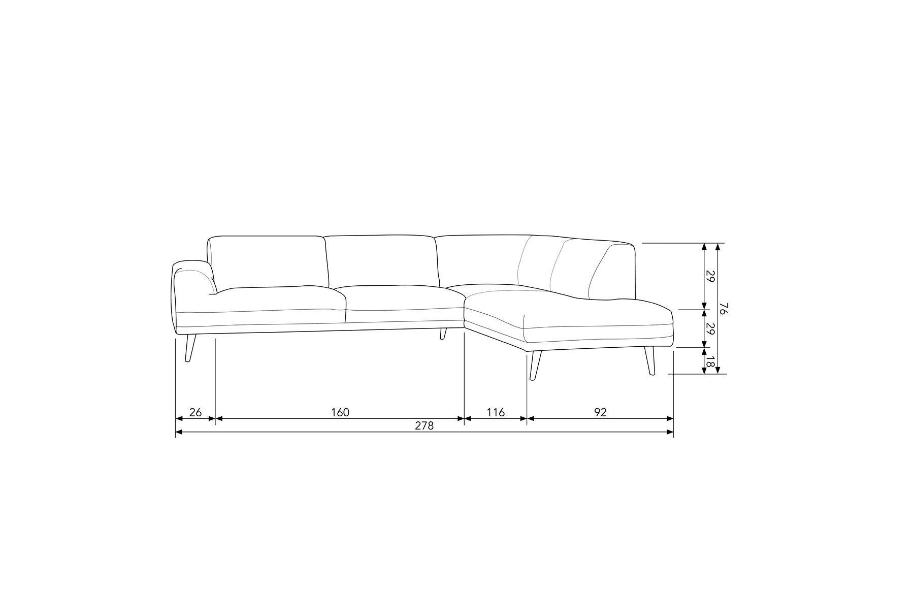 vtwonen Ecksofa Ecksofa Iron, Rechts freistellbar Cloudy - Brush Samt