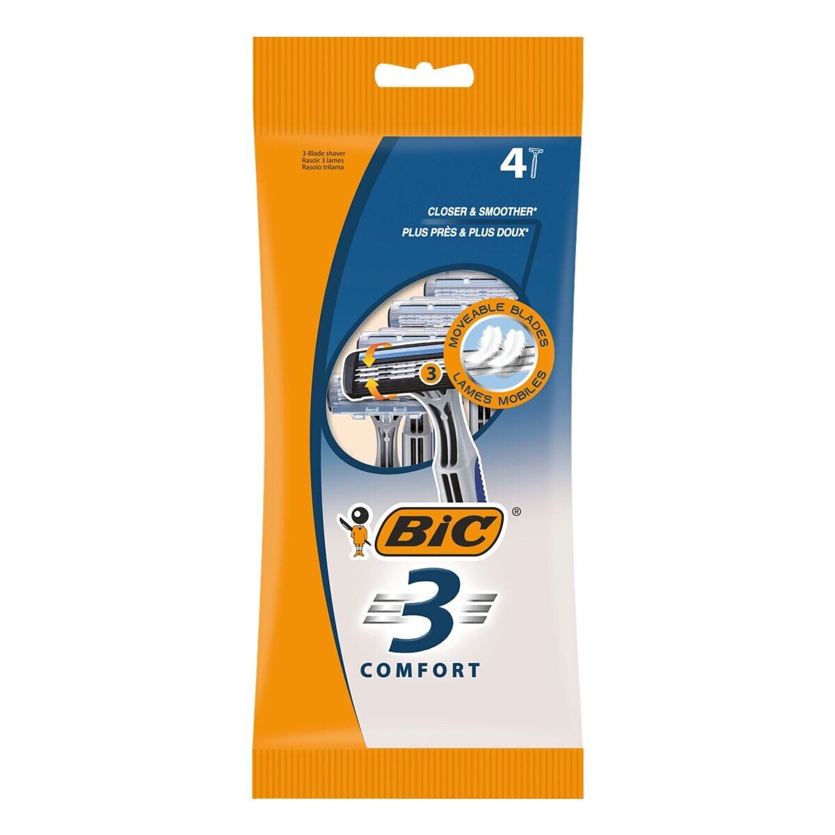 BIC Einwegrasierer 3 Comfort, 4-tlg., 3 bewegliche Klingen