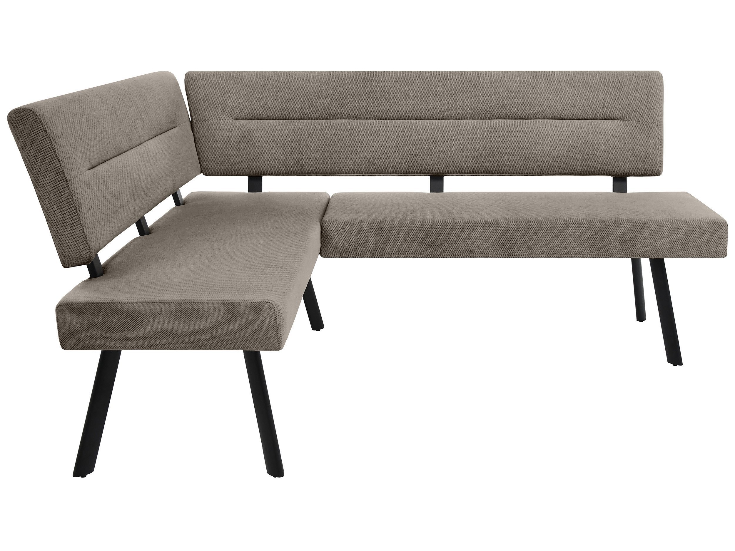 Beautysofa Eckbank ZERRA moderne Küchen-Eckbank und Esszimmerbank mit Stoff Curio (192 × 153 cm, hohe Rückenlehne), schwarzen pulverbeschichteten Metallbeinen