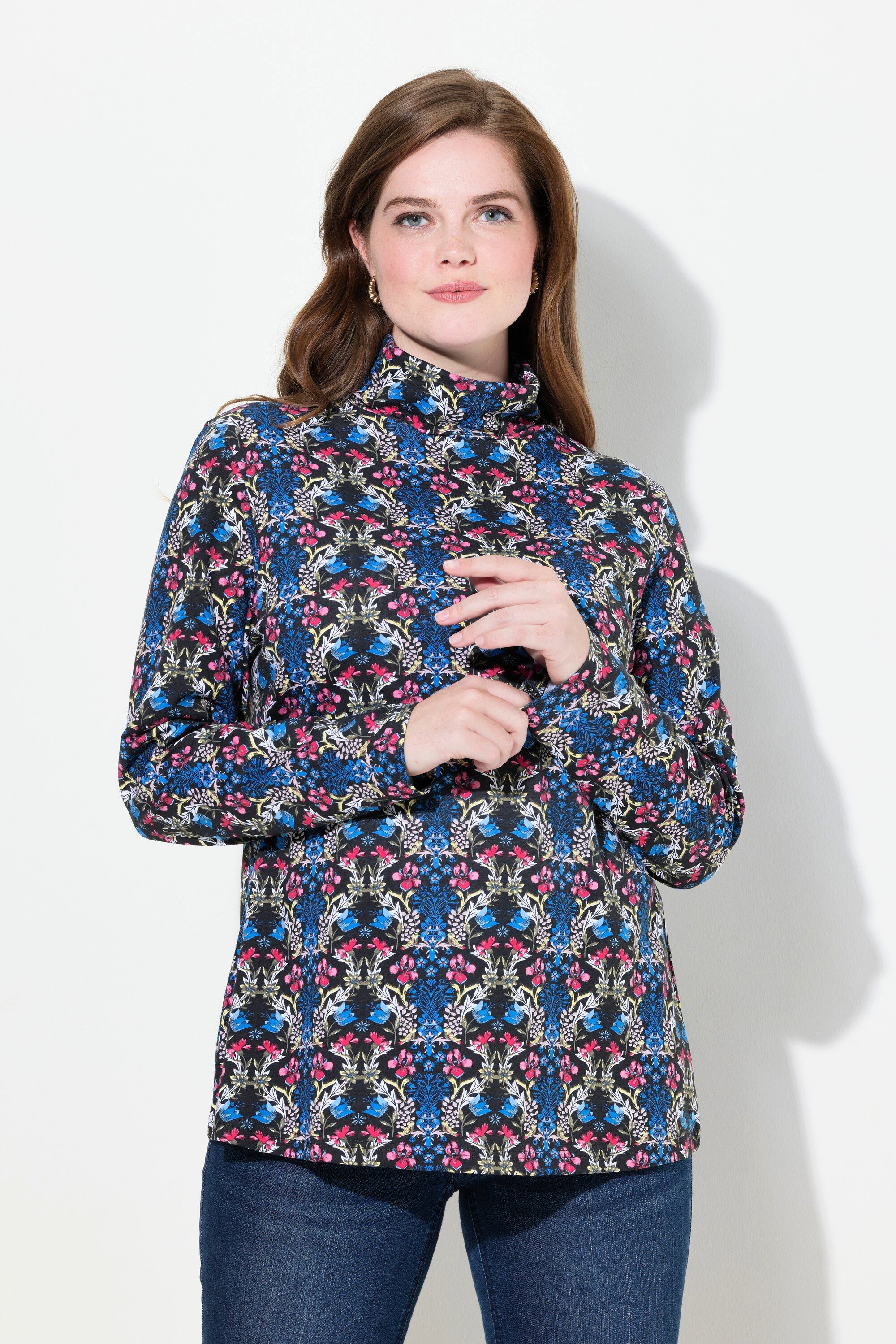 Ulla Popken T-Shirt Shirtrolli floraler Druck günstig online kaufen