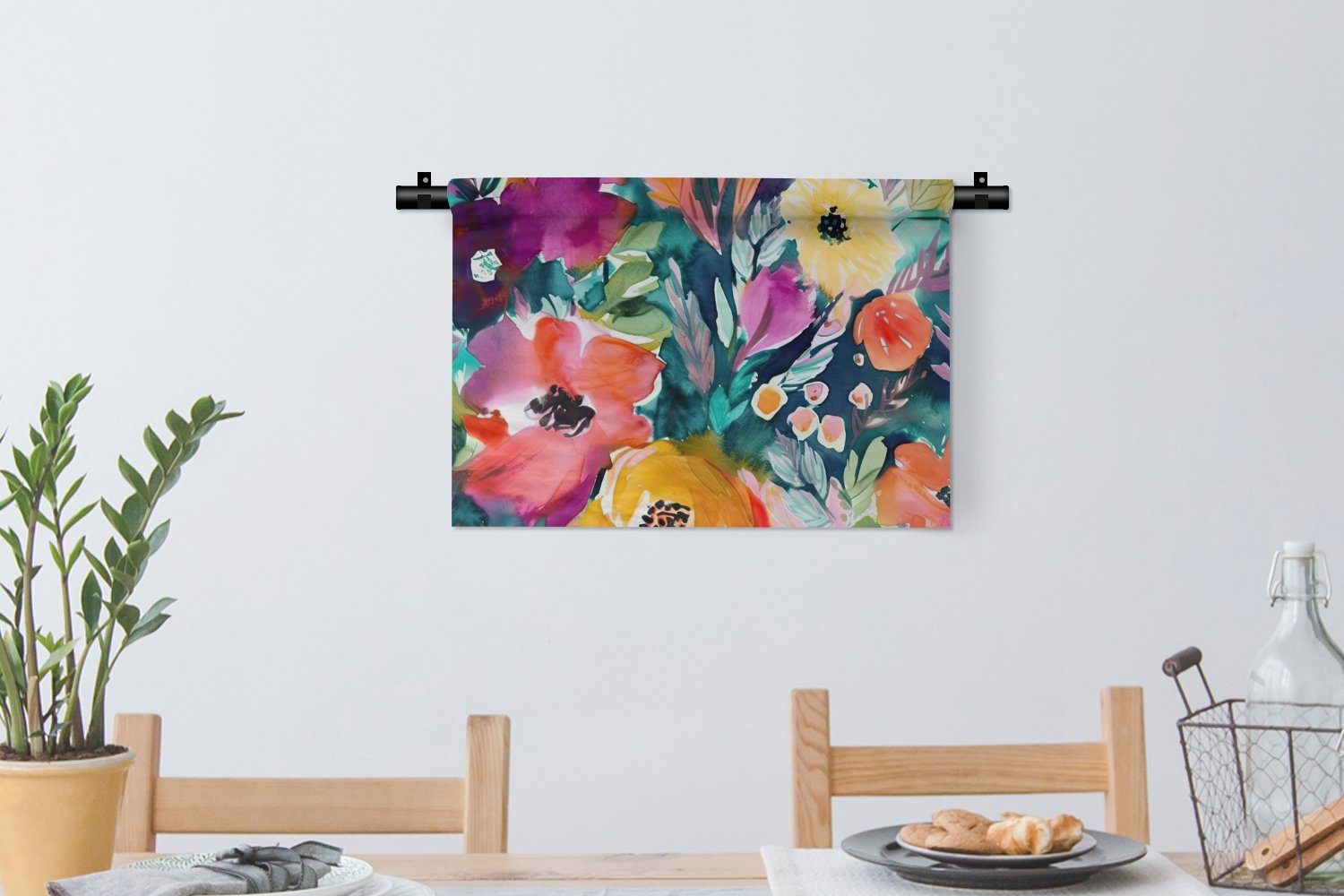 Wanddekoobjekt Wandbehang, für MuchoWow Natur, Ölfarbe - Kunst Wanddeko Schlafzimmer, Kinderzimmer Wohnzimmer, Blumen Kleid, - -