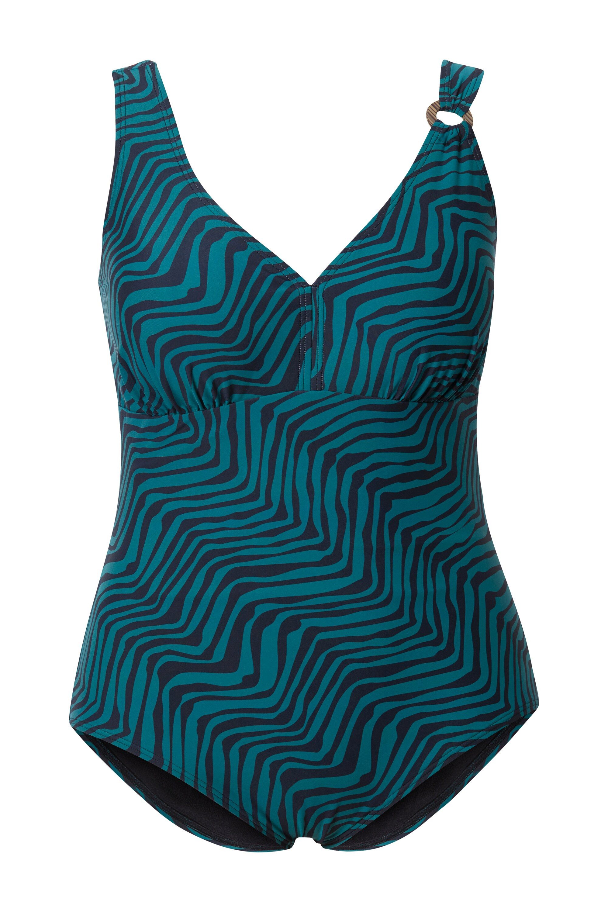 Ulla Popken Badeanzug Badeanzug Zacken Zierring Softcups recycelt günstig online kaufen