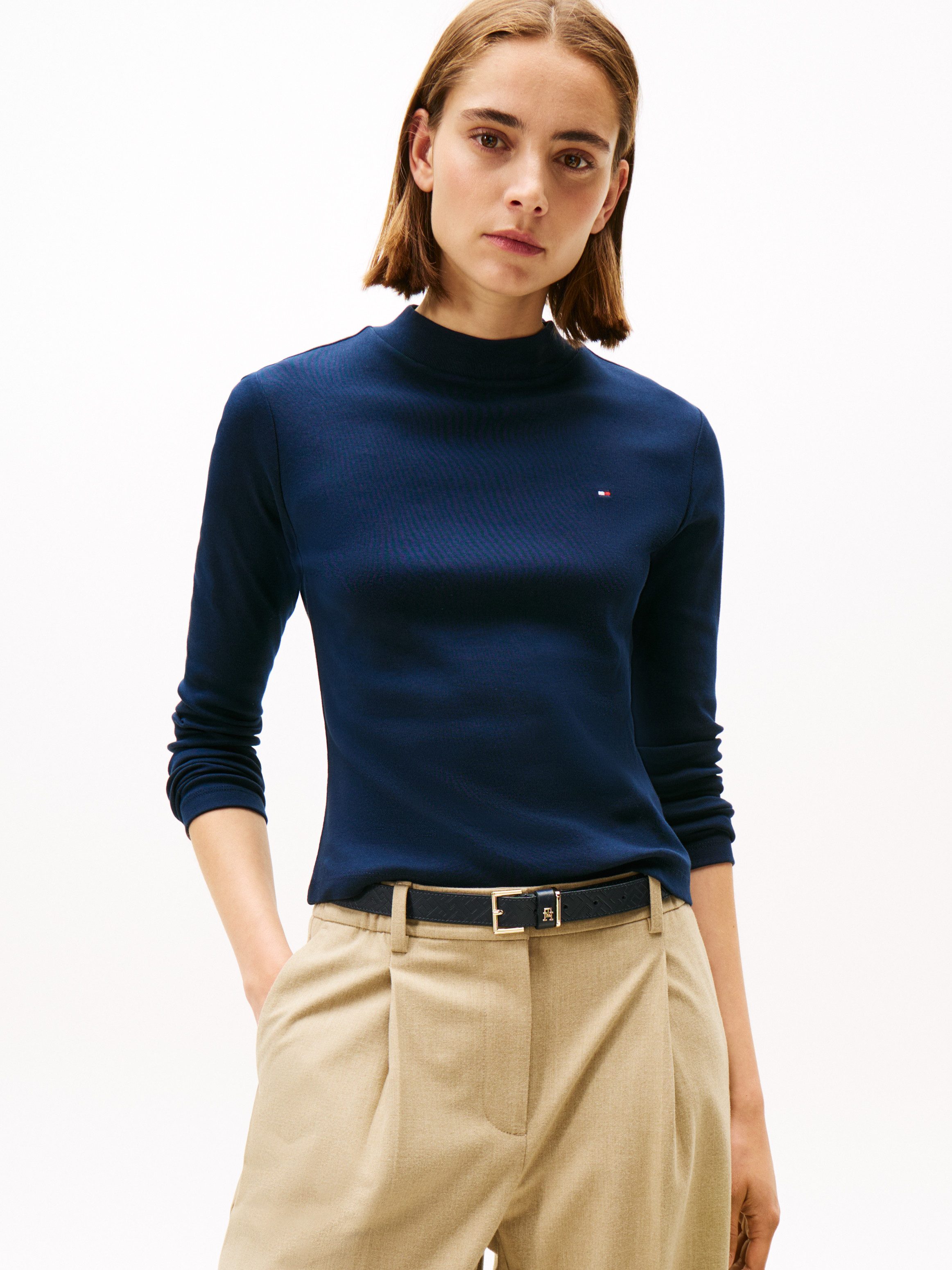 Tommy Hilfiger Langarmshirt SLIM CODY MOCK-NK günstig online kaufen