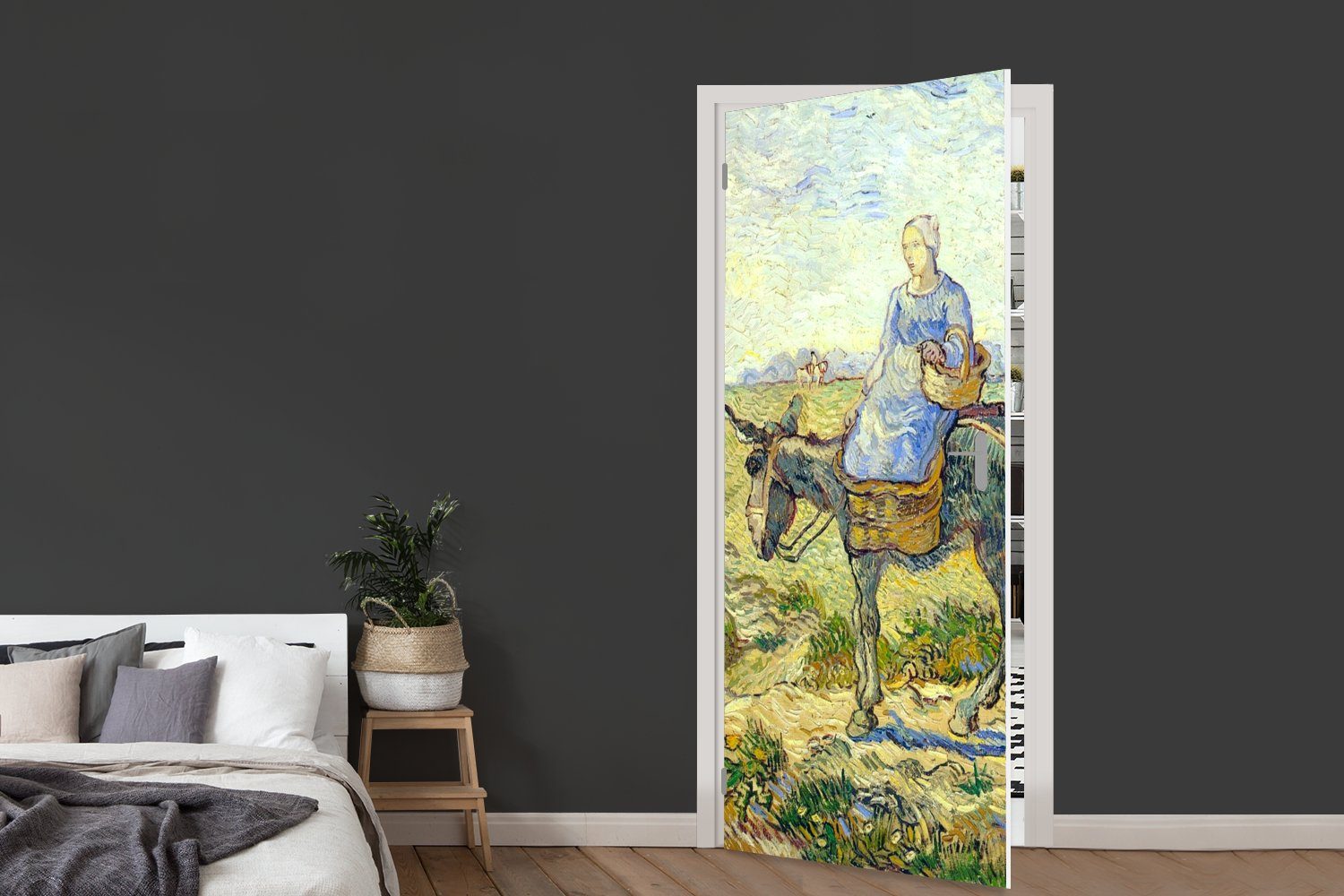 St), Vincent van Gogh, geht 75x205 für bedruckt, Matt, MuchoWow - Fototapete zur (1 Arbeit Bauernpaar cm Tür, Türaufkleber, Türtapete