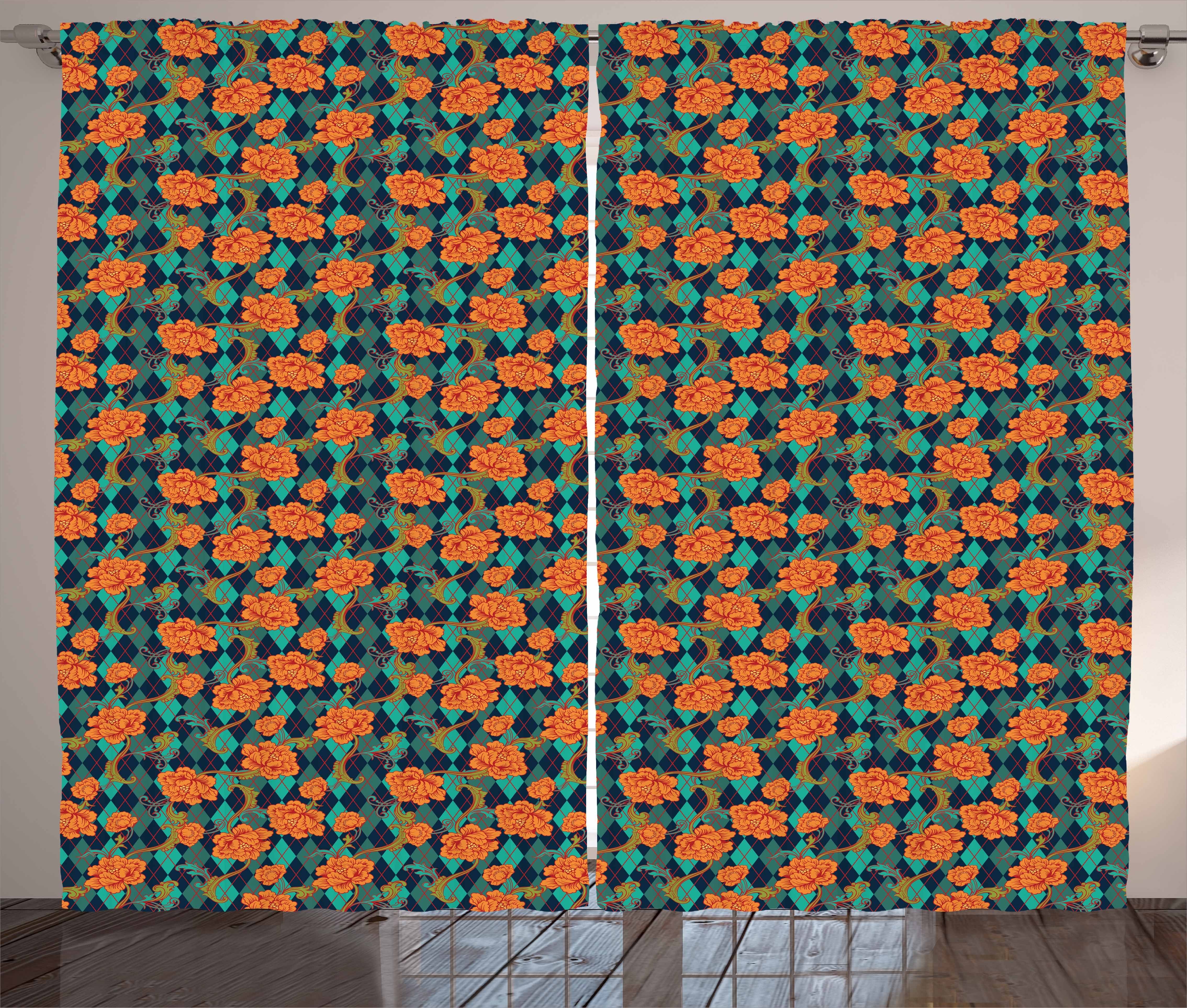 Gardine Schlafzimmer Kräuselband Vorhang mit und Renaissance Haken, Barock-Blüten Abakuhaus, Schlaufen