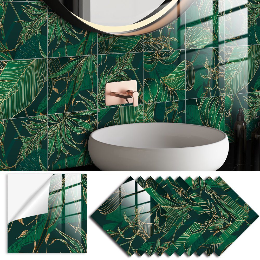 COOL-i ® Fliesenaufkleber 3D Klebefliesen 15x15cm,10 Stück, Botanische Male günstig online kaufen