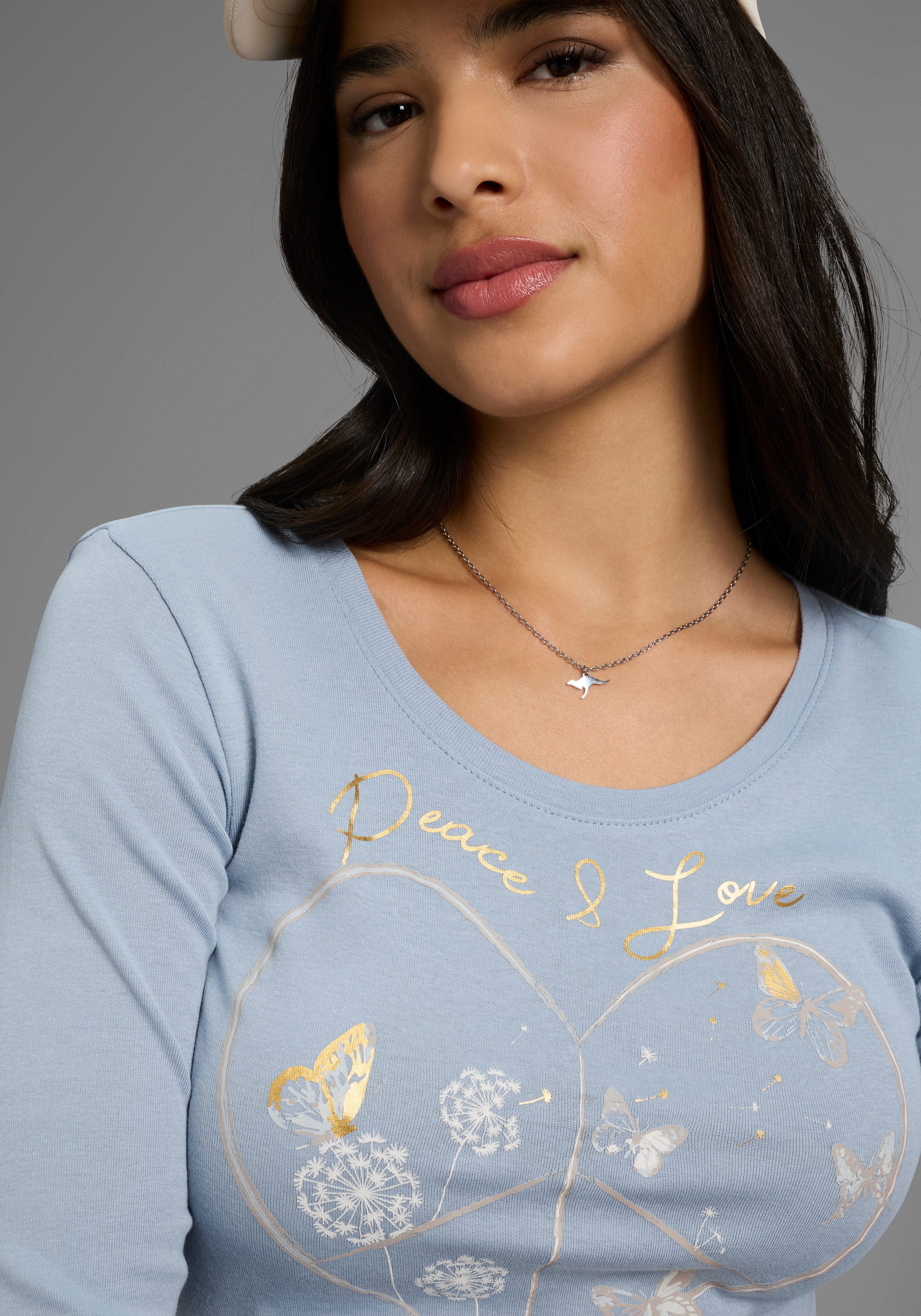 KangaROOS Langarmshirt mit Herz-Print