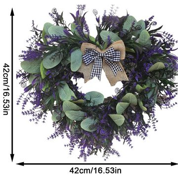 HIBNOPN Dekokranz Lavendel-Kranz für die Haustür künstliche herzförmige Kranz 42 cm