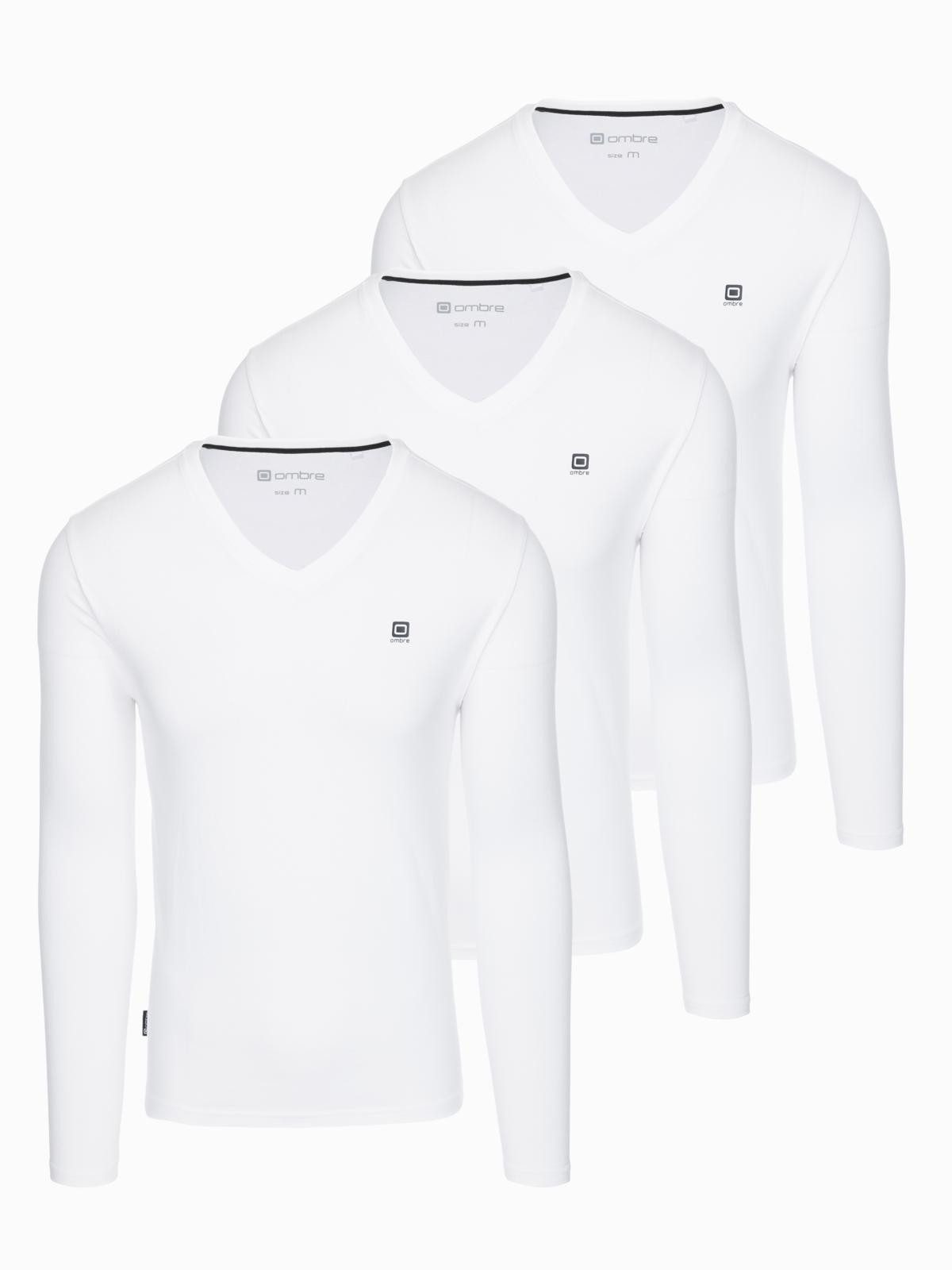 OMBRE Longsleeve 3er-Pack Langarmshirts mit V-Ausschnitt günstig online kaufen