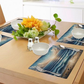 Platzset, Waschbare Stoff Esszimmer Küche Tischdekorations Digitaldruck, Abakuhaus, (4-teilig, 4-St., Set aus 4x), Meereslandschaft Fischaugen-Effekt ozeanisch