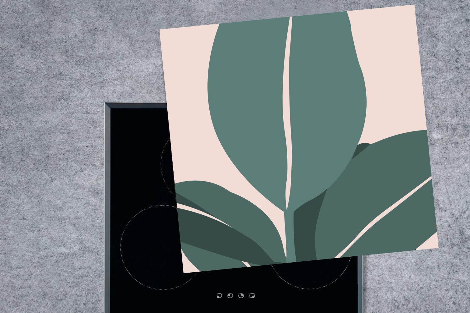 (1 Ceranfeldabdeckung, - Blätter - tlg), Sommer Abstrakt, cm, für Herdblende-/Abdeckplatte Vinyl, küche 78x78 Arbeitsplatte MuchoWow