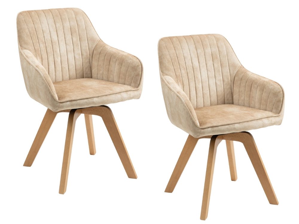 WOLF MÖBEL Esszimmerstuhl SEBA Drehstuhl Gail 180° almond Holzfuß Buche, 2e günstig online kaufen