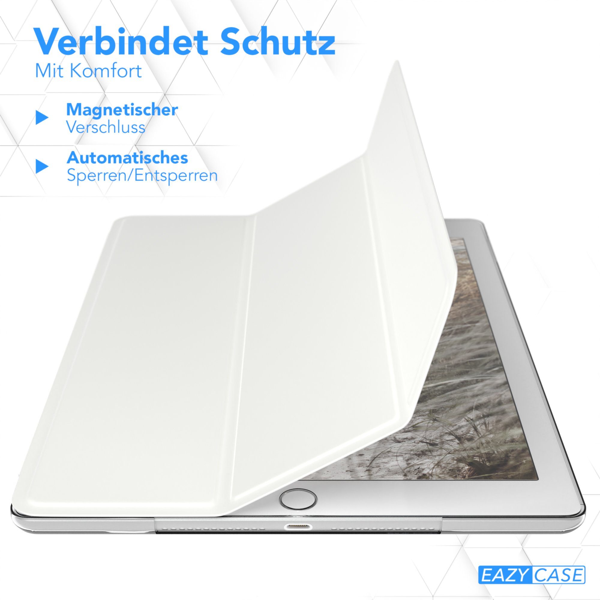 EAZY CASE Tablet-Hülle Smart Case für iPad 5./6. Generation & Air 1/Air 2 9,7 Zoll, Schutzhülle mit Sleep Wake Up Funktion Smartcase verstellbar Etui Weiß