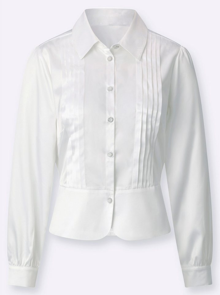 creation L Klassische Bluse Satin-Bluse Langarm