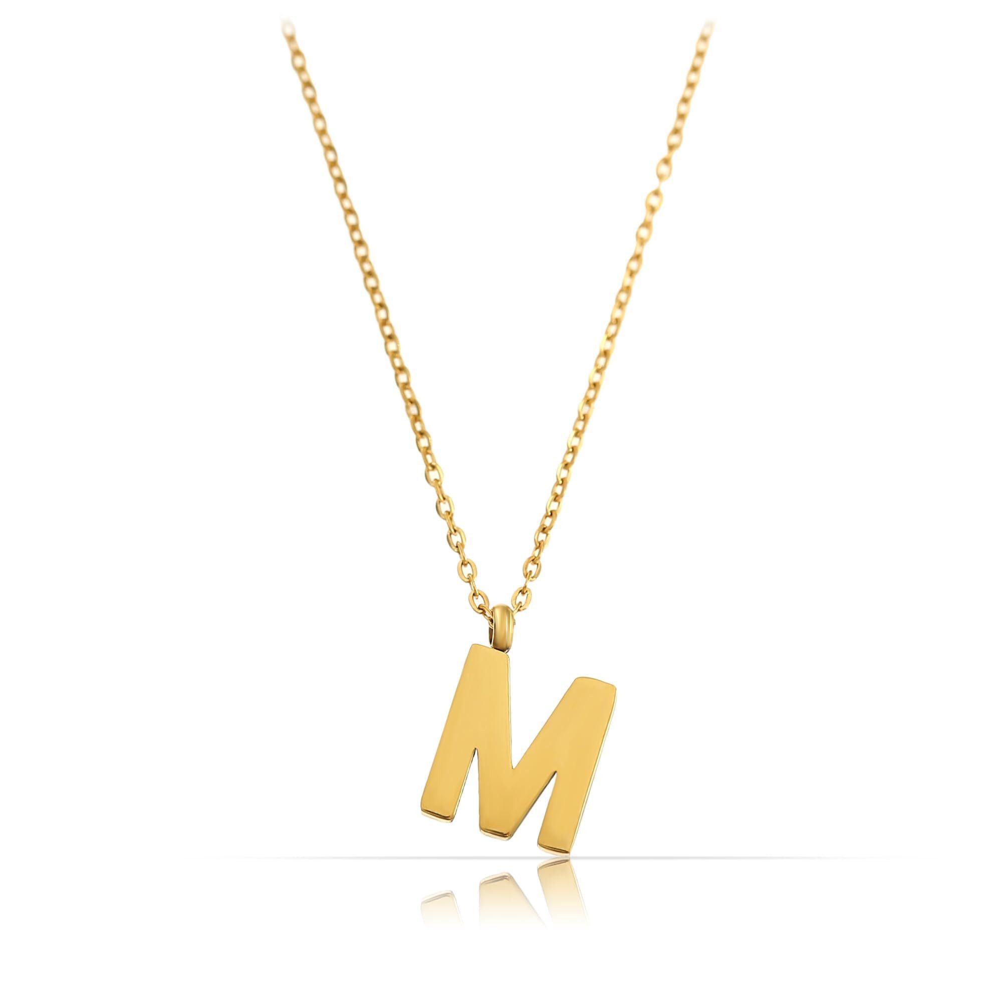 Made by Nami Kette mit Anhänger Edelstahlkette mit Buchstaben Anhänger Gold Schmuck Damen, Geschenk Freundin 40 + 5 cm Länge Wasserfest