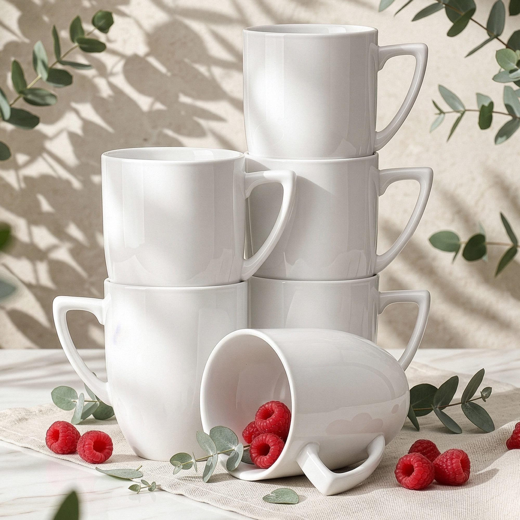 KONSIMO® Becher CARLINA Becher-Set 6 Personen 6-tlg, 6-tlg., Porzellan, Spulmachinen- und Mikrowellengeeignet