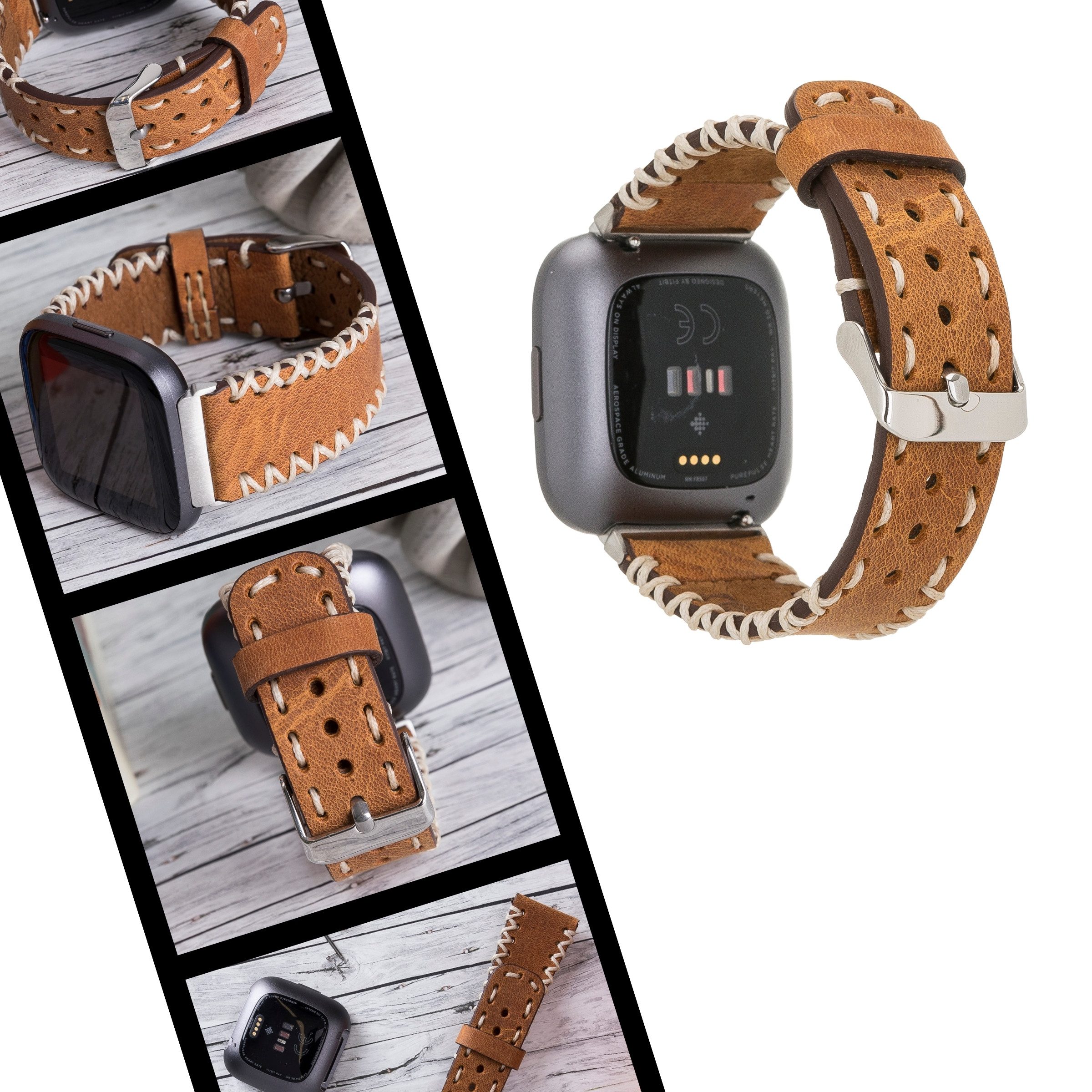 Smartwatch-Armband Echtleder Armband für Fitbit Versa 4 / 3 / Sense 2 / Sense