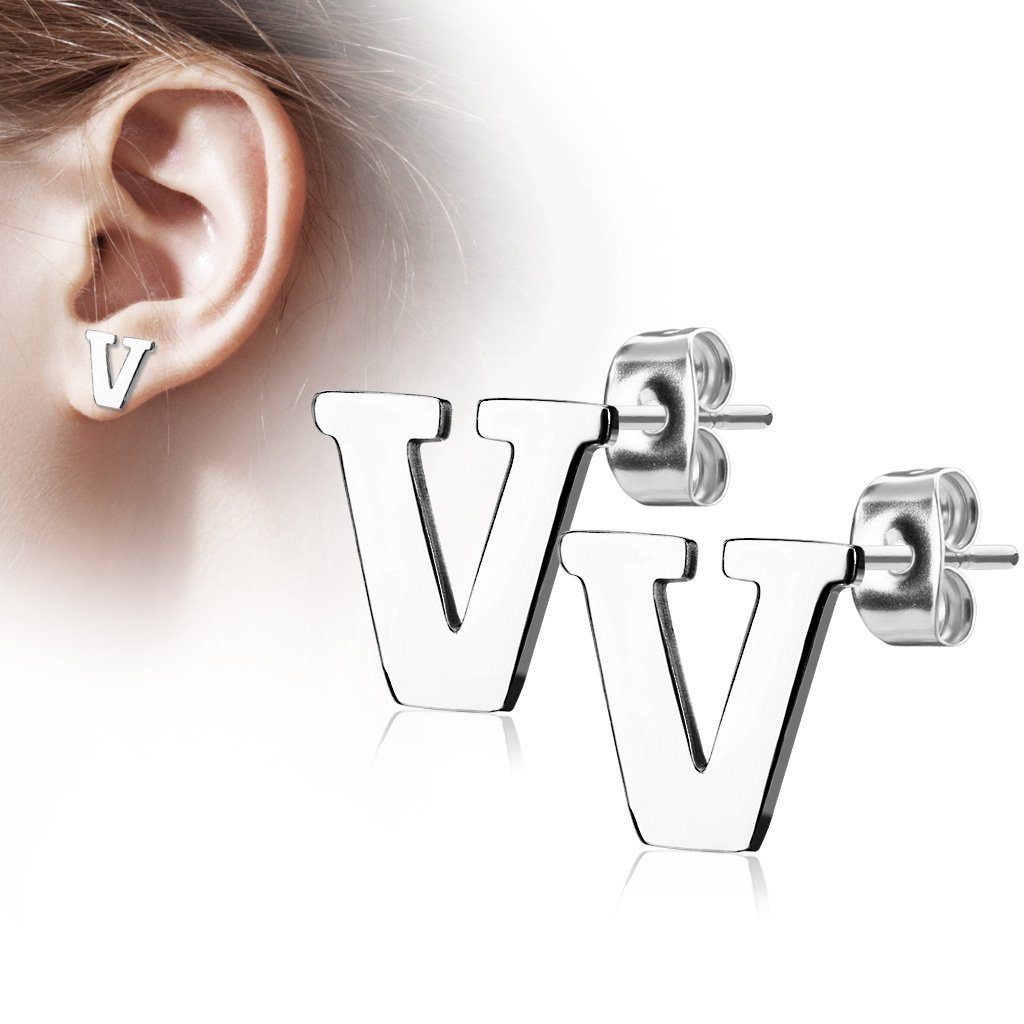 Taffstyle Paar Ohrstecker Ohrringe Buchstaben Alphabet Edelstahl Silber Ohr günstig online kaufen