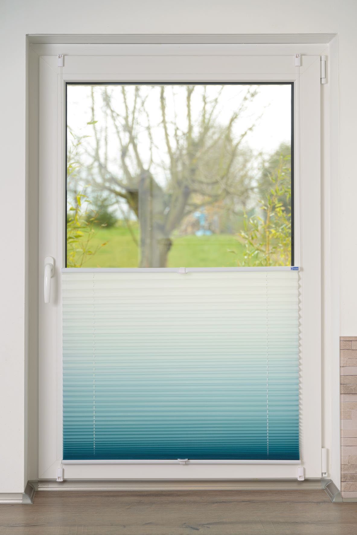 K-HOME Plissee Farbverlauf Sunrise, Lichtschutz, ohne Bohren, verspannt, Klemmfix – Bild 5 von 5