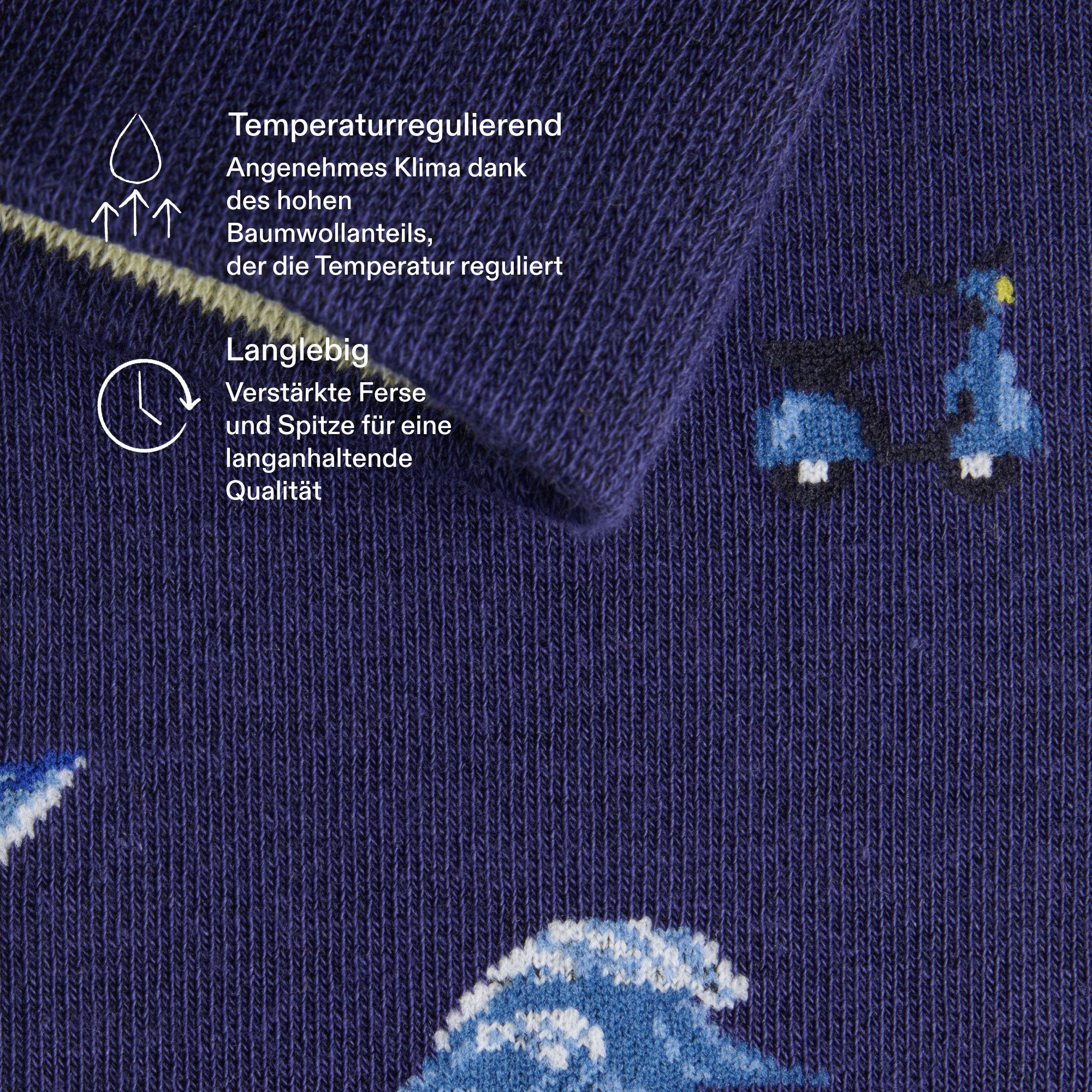 von Jungfeld Socken SIGNATURE ICONS Baumwoll-Mischung 35-46 Unisex (1-Paar, 1 Paar) Lange Anzugsocken, Gemusterte Motivsocken aus Bio-Baumwolle