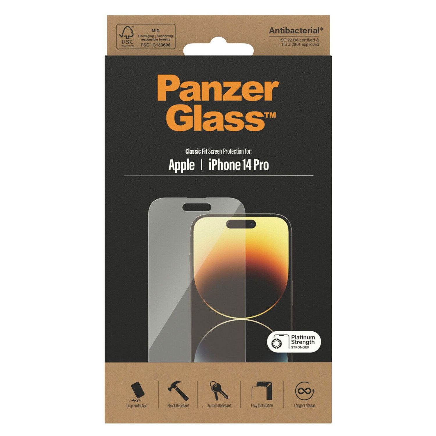 PanzerGlass Schutzfolie Displayschutz Classic Fit für Apple iPhone 14 Pro, (1-St), kratzfest + hochwertiger Schutz für dein Smartphone