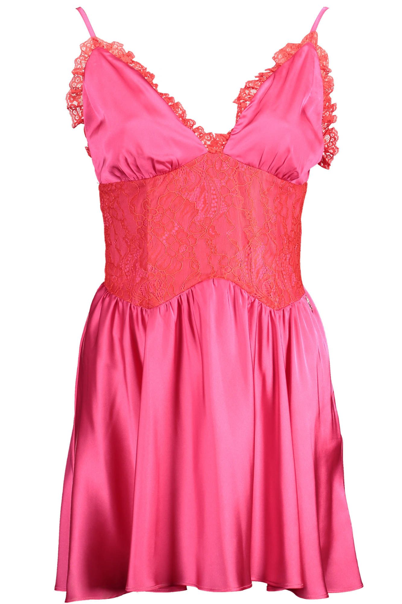 Gaelle Paris Partykleid Rosa Damenkleid mit Spitze und V-Ausschnitt – Verstellbare Träger