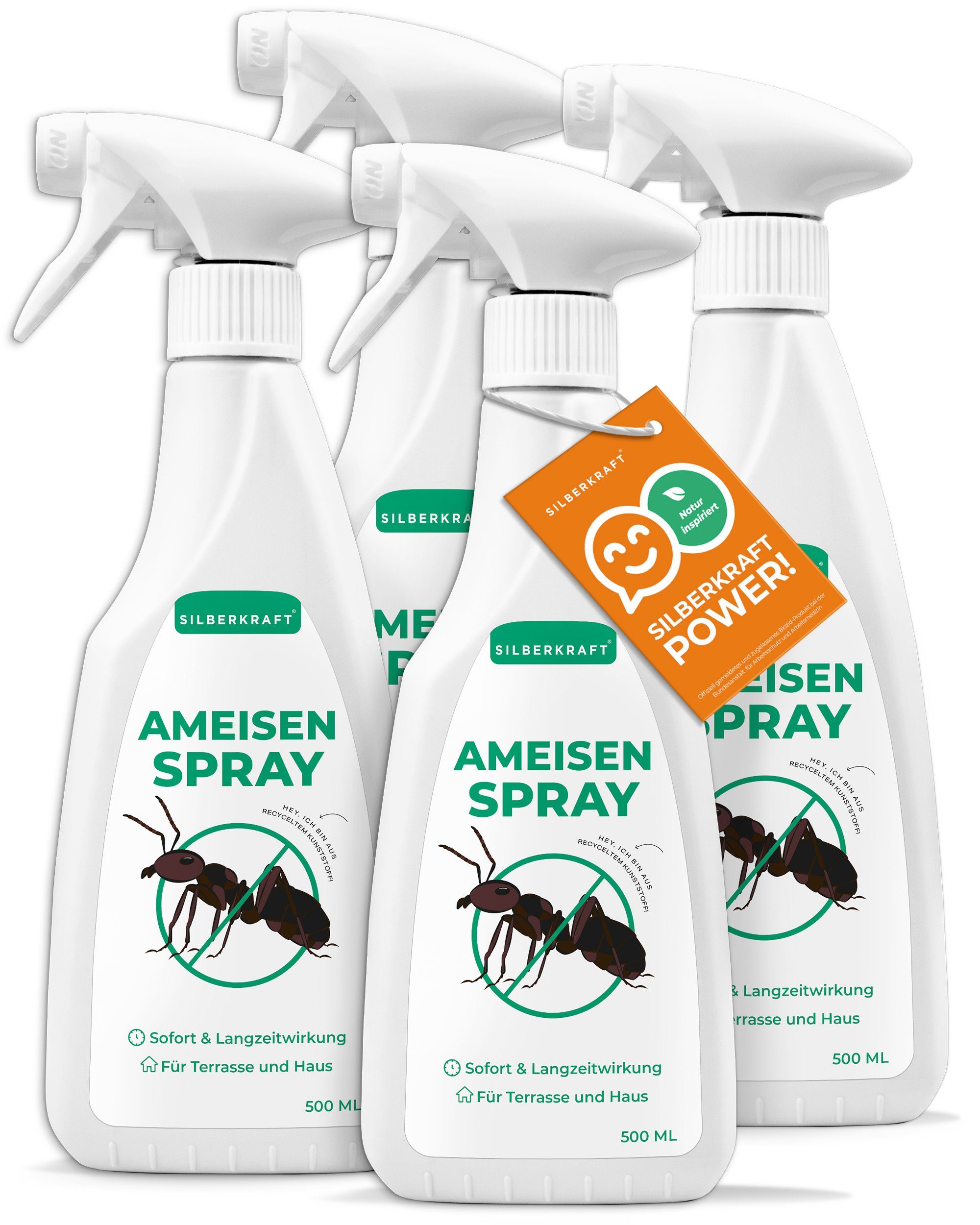 Silberkraft Insektenspray Anti Ameisen Spray - Ameisenspray, 500 ml, 4-St.