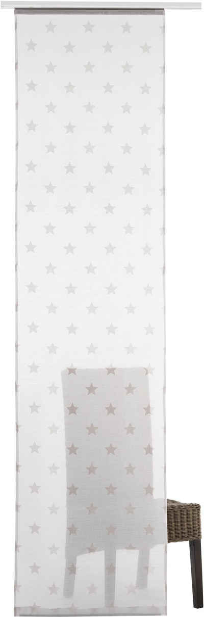Schiebegardine Stars Allover 00 weiß, ELBERSDRUCKE, Klettband (1 St), transparent, Voile