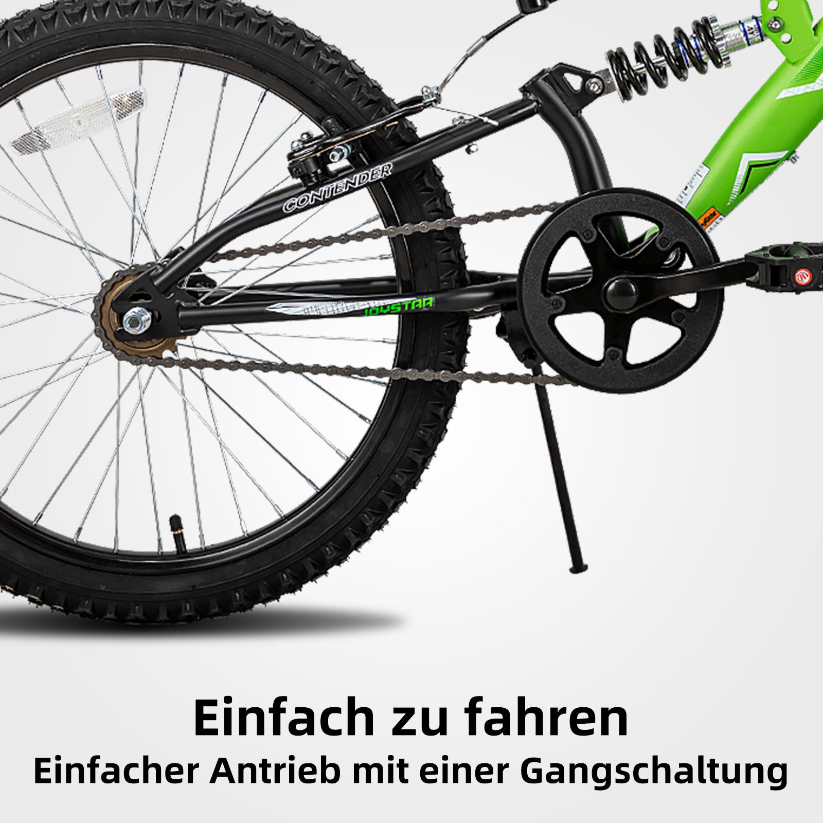 JOYSTAR Kinderfahrrad 20 Zoll bike für Jungen und Mädchen ab 7-12 Jahren Student Pendler, 1 Gang, mit vollgefedertem Stahlrahmen und 1-Gang-Antrieb mit Ständer