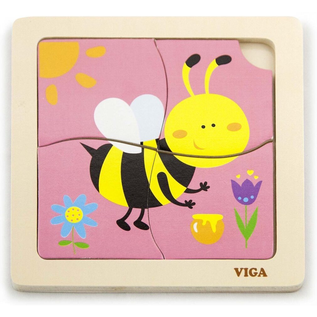 Viga® Holzspielzeug Puzzle Viga Puzzlespiel auf dem Podium - Biene, Puzzleteile