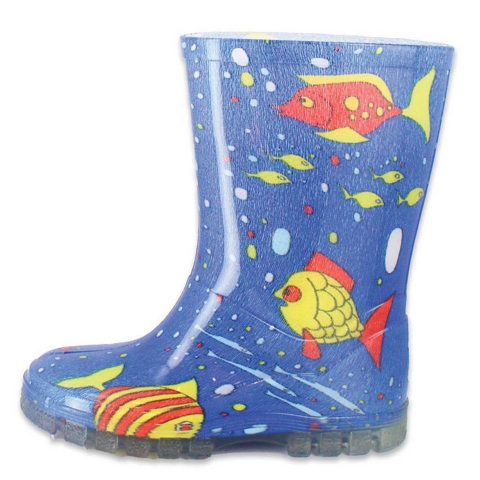 Beck Regenstiefel Fische Gummistiefel (wasserdichter, robuster Stiefel.,  für trockene Füße bei Regenwetter) herausnehmbare Innensohle, hellblauer  Regenstiefel mit vielen bunten Fischen