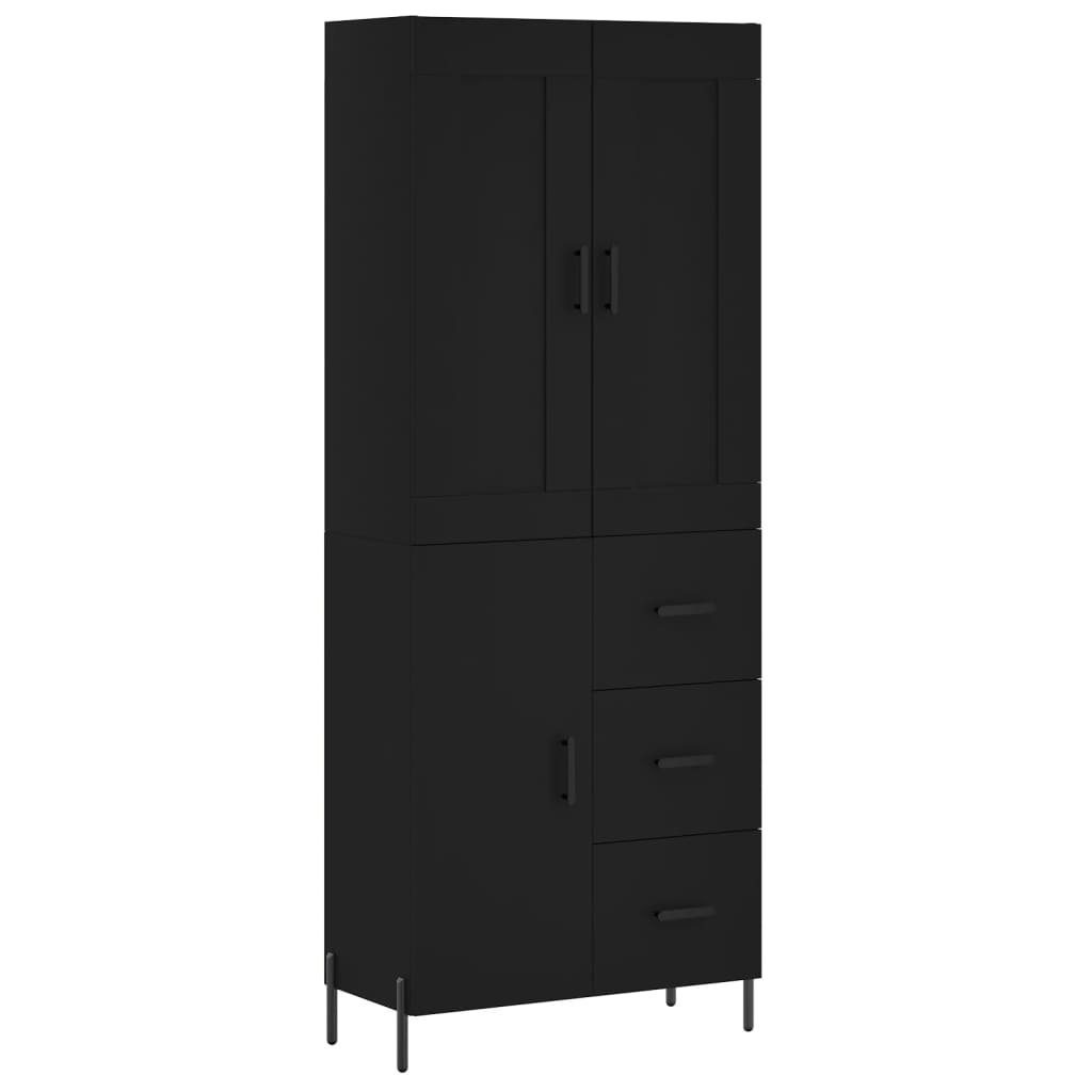 cm 69,5x34x180 Hochschrank Holzwerksto Schrank Kleiderschrank Schwarz Regal Highboard vidaXL