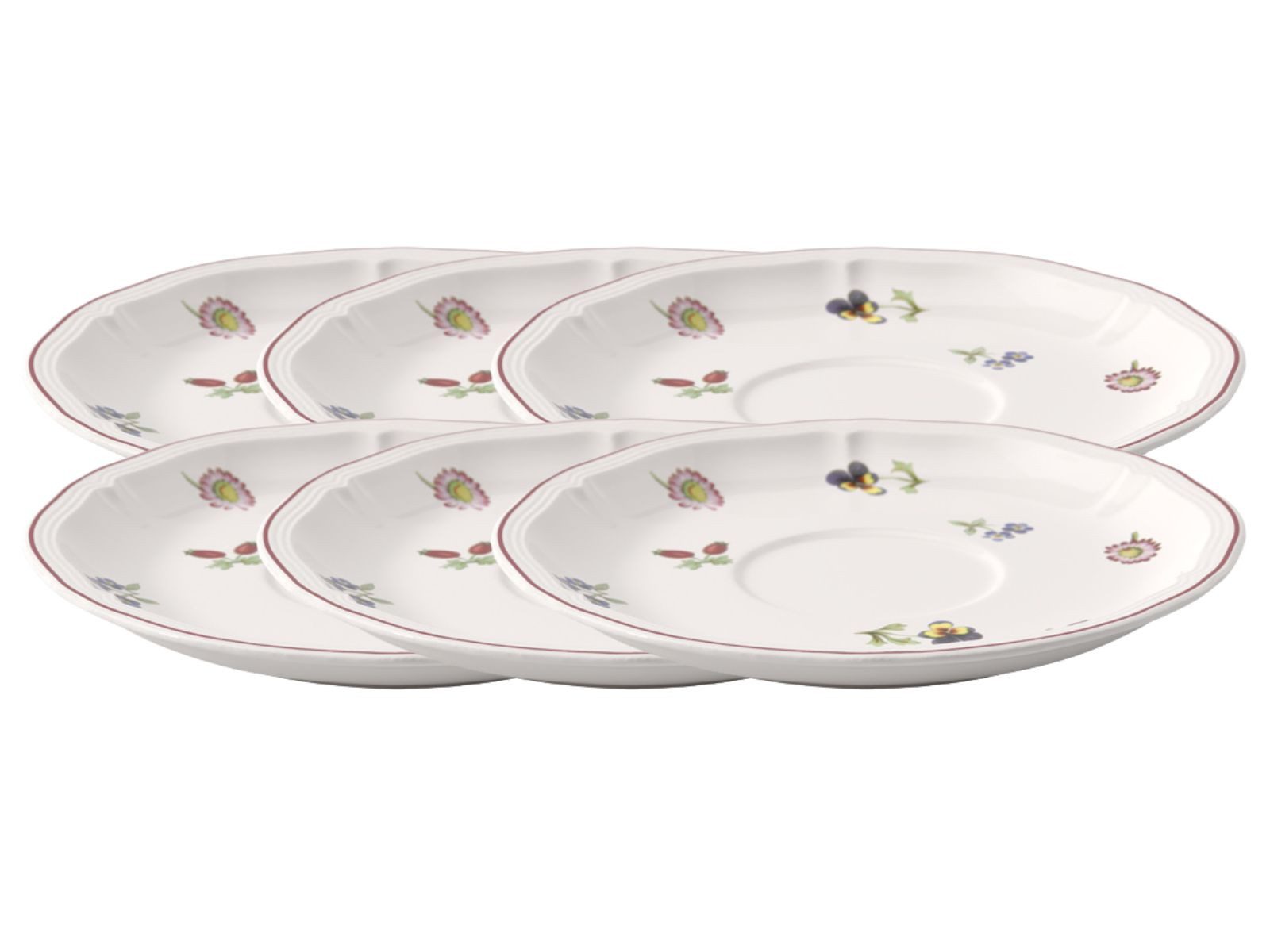 Villeroy & Boch Untertasse Petite Fleur Frühstücksuntertasse 17cm Set6