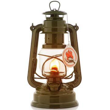 Feuerhand Outdoorkerze Sturmlaterne 276 inkl. Reflektorschirm (Spar-Set, 2-tlg., 1 x Lampe + 1 x Schirm), Farbe: Olive, pulverbeschichtet