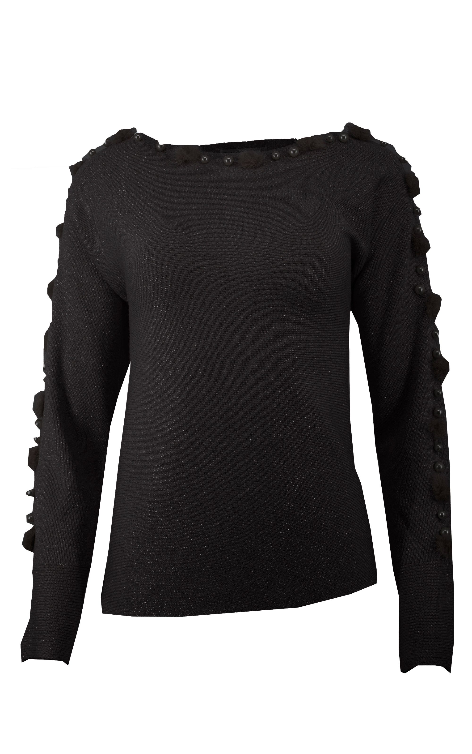 Passioni Strickpullover mit U-Boot-Ausschnitt, Bommel und günstig online kaufen