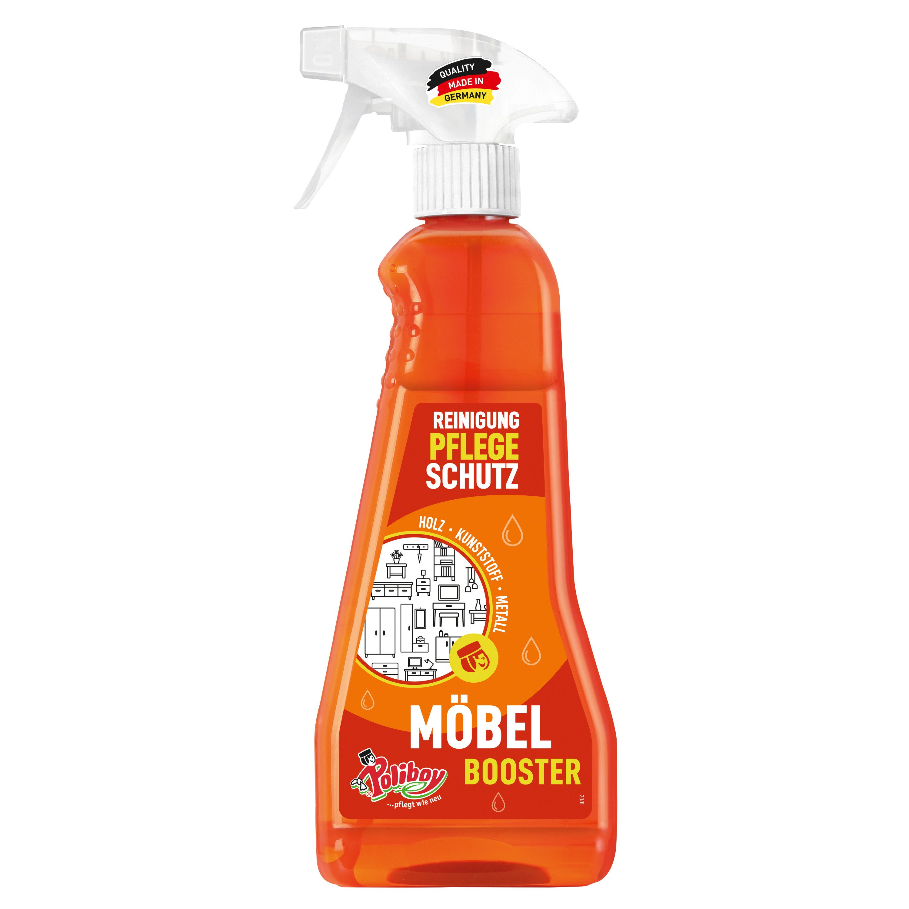 poliboy Möbel Booster - 375ml Möbelreiniger (Pflege für Möbel aus Holz, Kunststoff und Metall - Made in Germany)