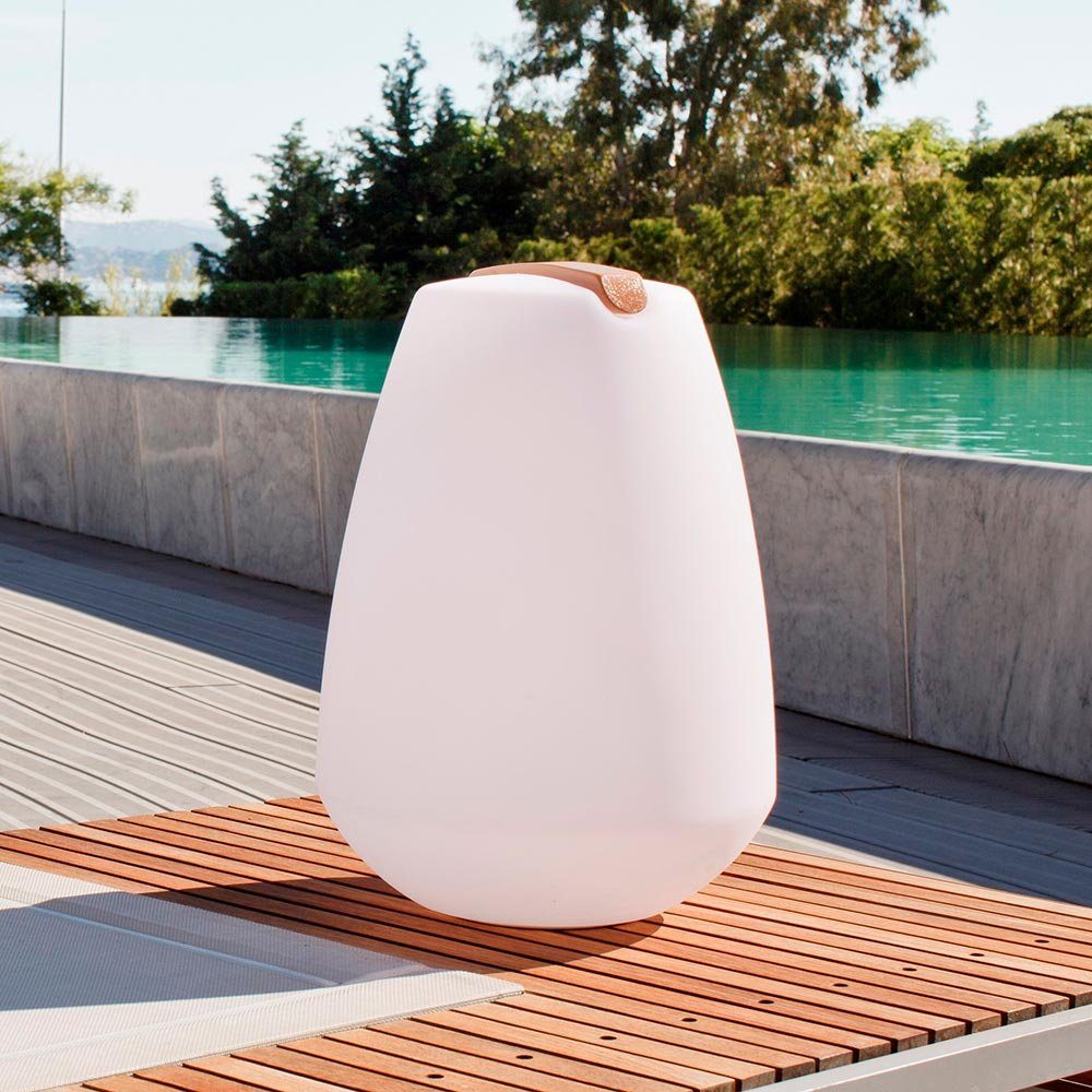 LichtTrend LED Gartenleuchte Akku LEDDekolampe Vessel 2 mit Holzgriff