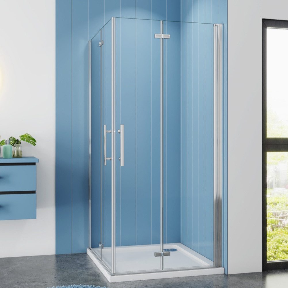 Duschparadies Dusch-Falttür 185cm Scharniertür Falttür Duschkabine Duschabtrennung Duschtür, 70x185 cm, Easyclean Sicherheitsglas, beidseitig montierbar
